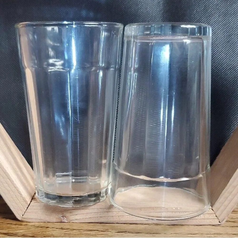 Set off 6/ Totally Today Straight Paneled Round Clear 10 oz Drinking Glasses